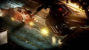 Need for speed run,  Helicopter,  Car,  Road HD wallpaper