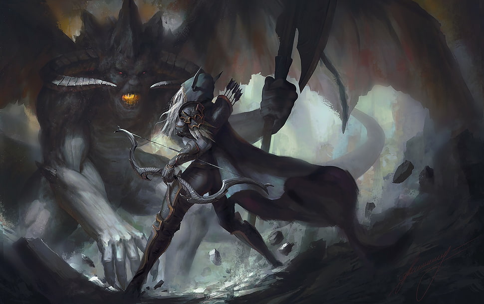 Drow Ranger Dota 2 digital wallpaper, fantasy art, Sylvanas Windrunner HD wallpaper