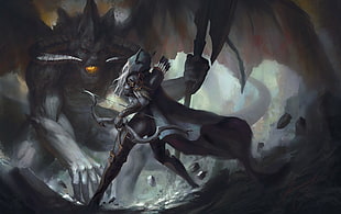 Drow Ranger Dota 2 digital wallpaper, fantasy art, Sylvanas Windrunner