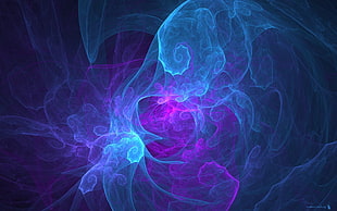 blue and purple cloudy artwork digital wallpaper