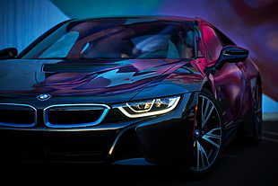 black BMW coupe, car, BMW, BMW i8 HD wallpaper