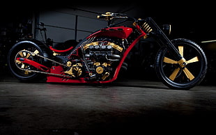 red and gold chopper HD wallpaper