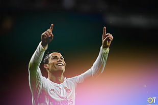 gray Henley shirt, Cristiano Ronaldo, Real Madrid, filter, soccer HD wallpaper