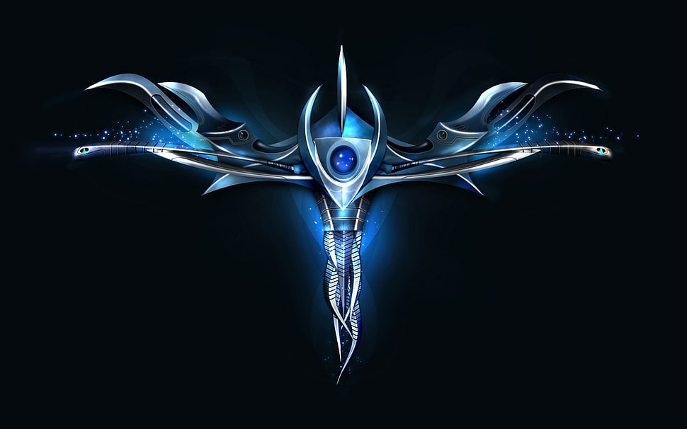 blue and black emblem logo, render, blue, shapes, vector art HD wallpaper