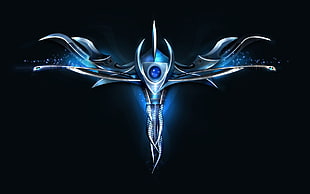 blue and black emblem logo, render, blue, shapes, vector art HD wallpaper