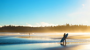 blue surfboard, beach, surfboards HD wallpaper