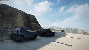 two black military tanks illustration, tank