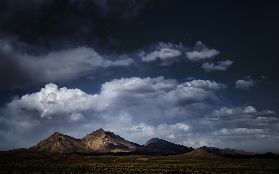 white clouds, landscape, mountains HD wallpaper