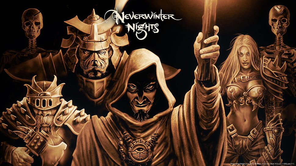 two brown and black ceramic figurines, Neverwinter Nights HD wallpaper