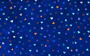blue, green and orange hearts illustration