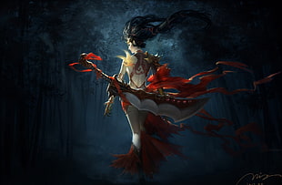 female warrior illustration, artwork, fantasy art