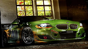 green BMW stock car