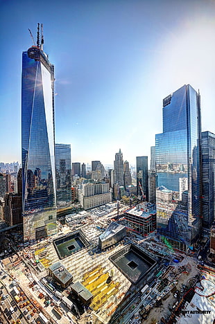 One World Trade Center, cityscape, reflection