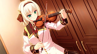 female anime character playing violin HD wallpaper