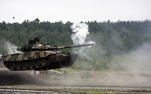 brown and green battle tank, army, tank, T-90, vehicle