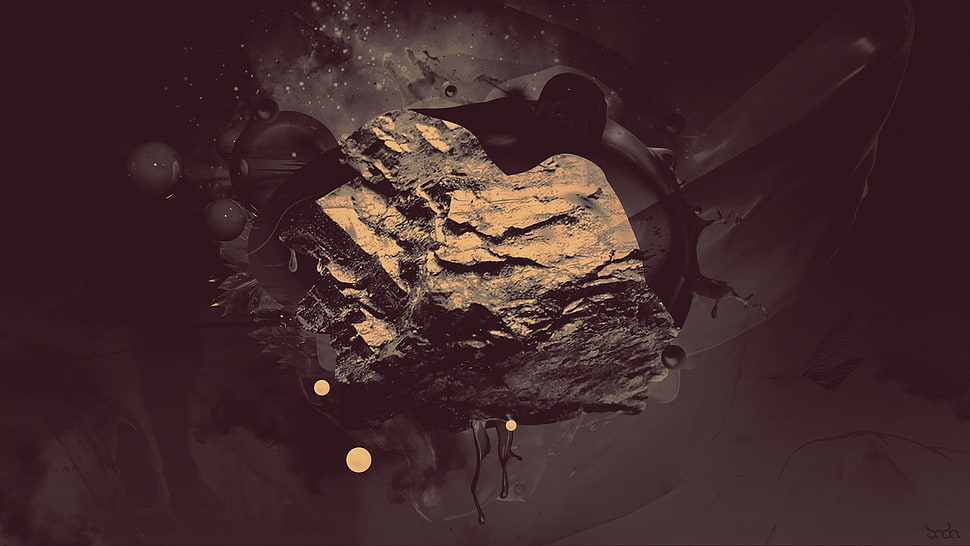 black and gray illustration HD wallpaper