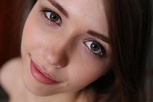 pink lipstick, Mila Azul, brunette, brown eyes, teens HD wallpaper