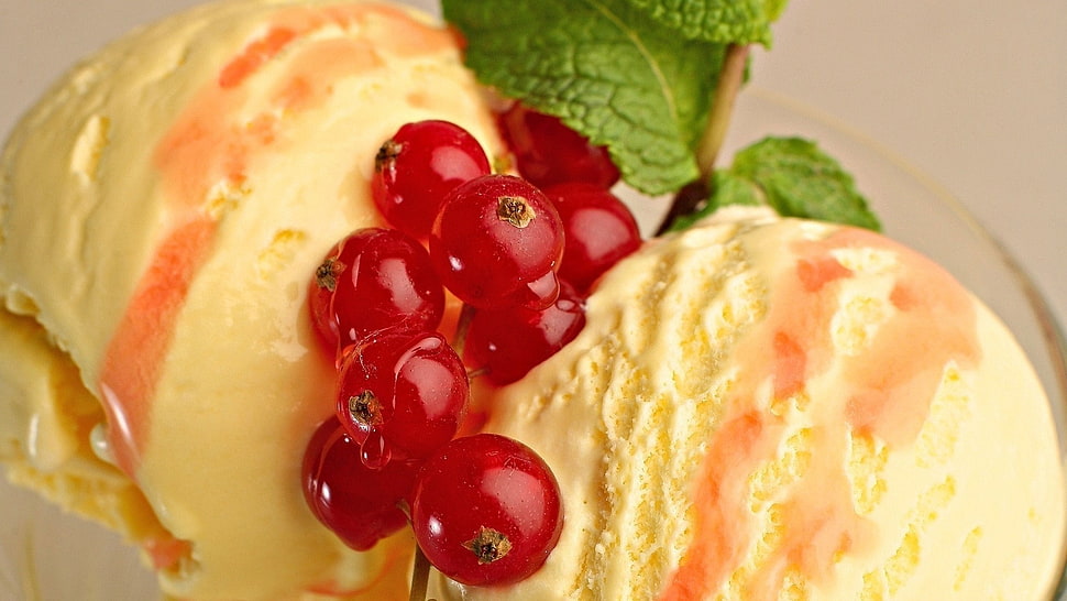 ice cream with cherries HD wallpaper