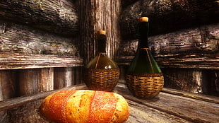 two glass bottles, The Elder Scrolls V: Skyrim HD wallpaper