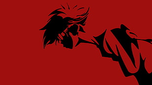 silhouette photo of anime characteer, Cowboy Bebop, Edward Wong Hau Pepelu Tivrusky IV, red, simple background