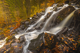 time lapse photography of a waterfalls HD wallpaper
