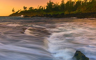 time lapse photography of river flowing HD wallpaper