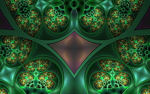 green and beige kaleidoscope wallpaper HD wallpaper