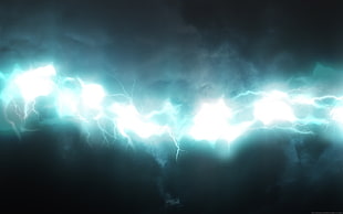 teal lightning HD wallpaper