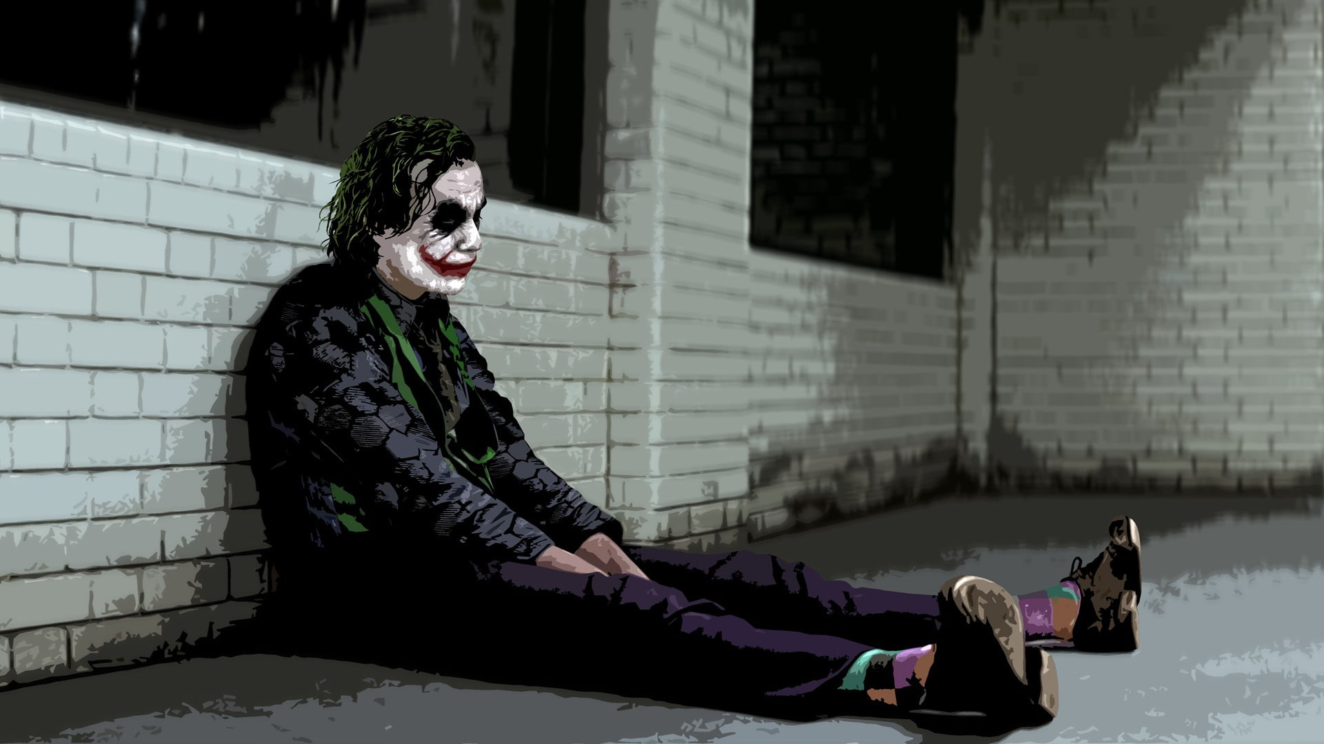 Heath Ledger Joker artwork, movies, anime, Batman, The Dark Knight
