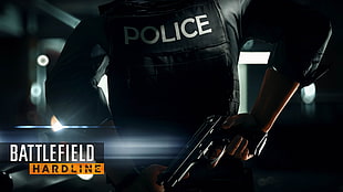 Battlefield Hardline digital wallpaper, Battlefield Hardline, video games, police, gun