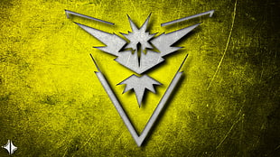 grey logo, Pokemon Go, Team Instinct, Pokémon, yellow