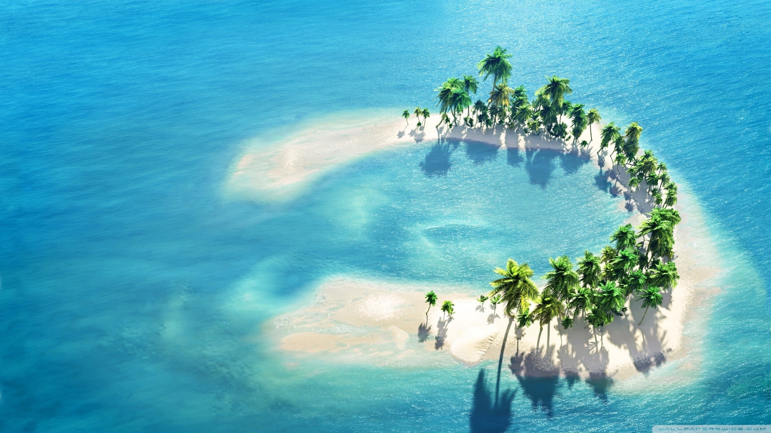 Green coconut trees, island, water, palm trees HD wallpaper | Wallpaper ...