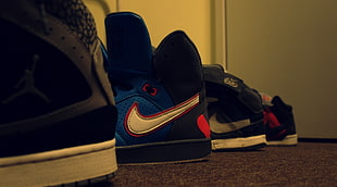 four assorted-color Nike shoe collection, Nike, Air Jordan, sneakers