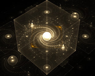 solar system illustration, abstract, fractal