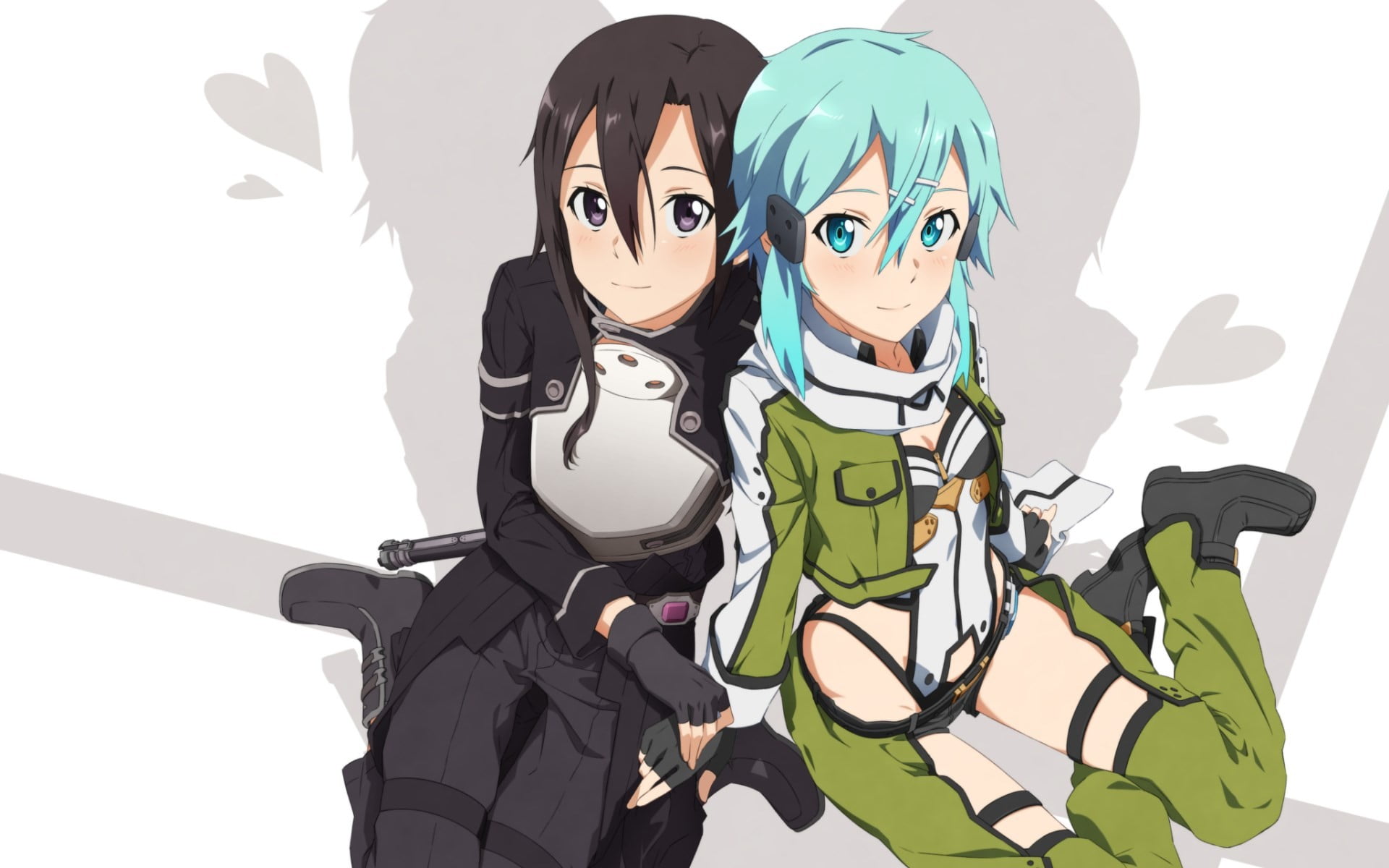 Kirito and Shinon illustration, Sword Art Online, Asada Shino, Kirigaya Kazuto, Gun Gale Online 