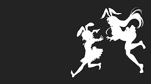 bunny anime character digital wallpaper, Touhou, Reisen Udongein Inaba, silhouette