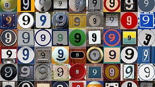 assorted nine sign digital wallpaper, numbers, collage