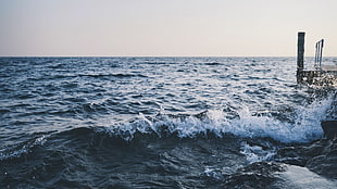 body of water, water, waves, dock HD wallpaper