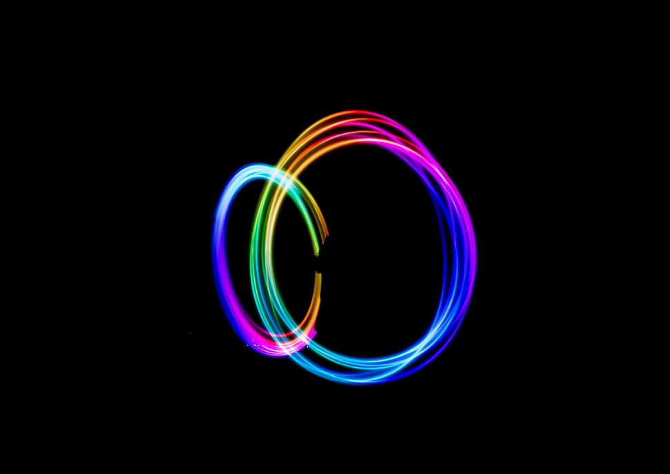 pink and blue LED light, long exposure, circle, colorful, minimalism HD wallpaper