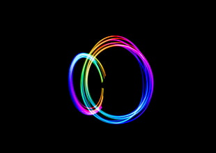 pink and blue LED light, long exposure, circle, colorful, minimalism HD wallpaper