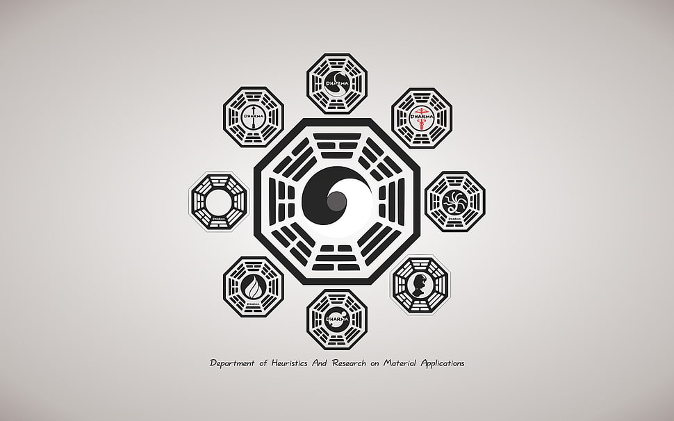 Yin and Yang illustration, Dharma Initiative, Lost HD wallpaper