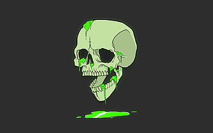 human skull with green liquid animated illustration, skull, bones, artwork, humor