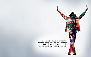 Michael Jackson's This Is it poster, Michael Jackson, silhouette, movies, simple background
