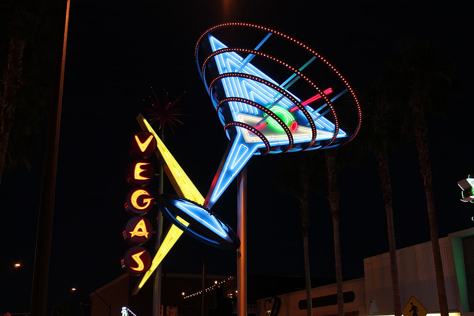 Vegas bar neon sign, Las Vegas, neon, signs, night HD wallpaper