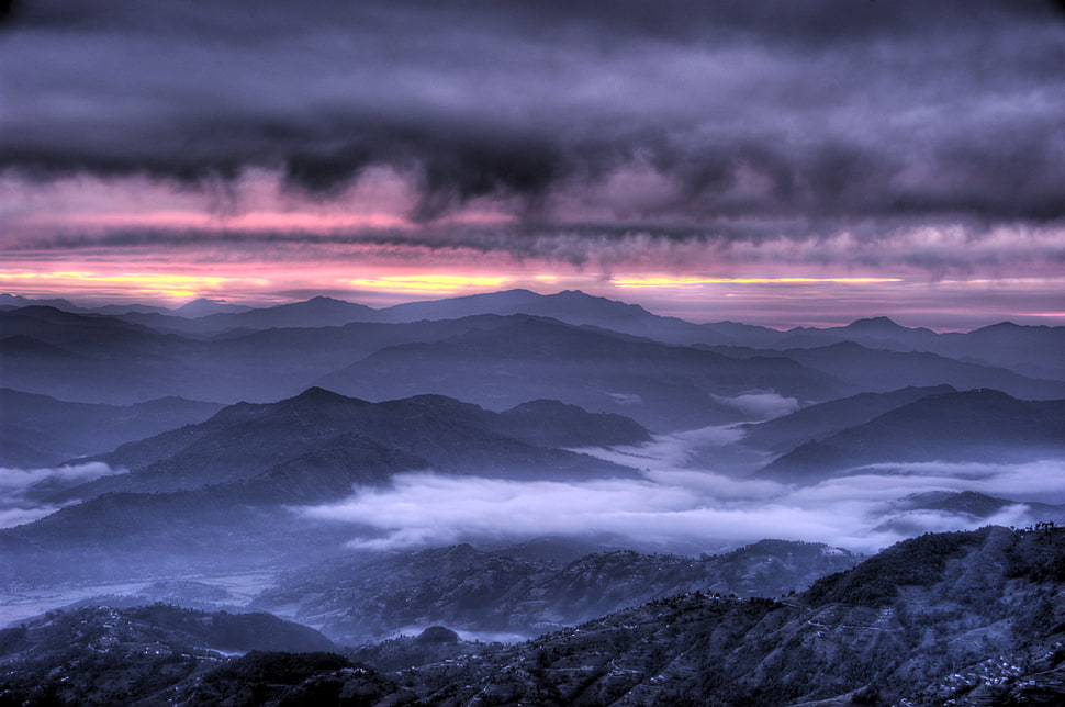 long-exposure photo of mountains screenshot HD wallpaper