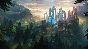 gemstone on rock formation painting, video games, Quinn (League Of Legends), League of Legends, fantasy art HD wallpaper