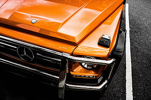 red Mercedes-Benz G-Class, Headlight, Car, Side view HD wallpaper