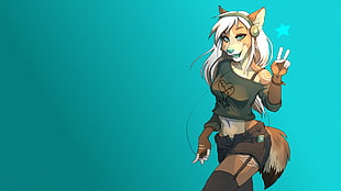 female fox illustration, furry, Anthro, falvie