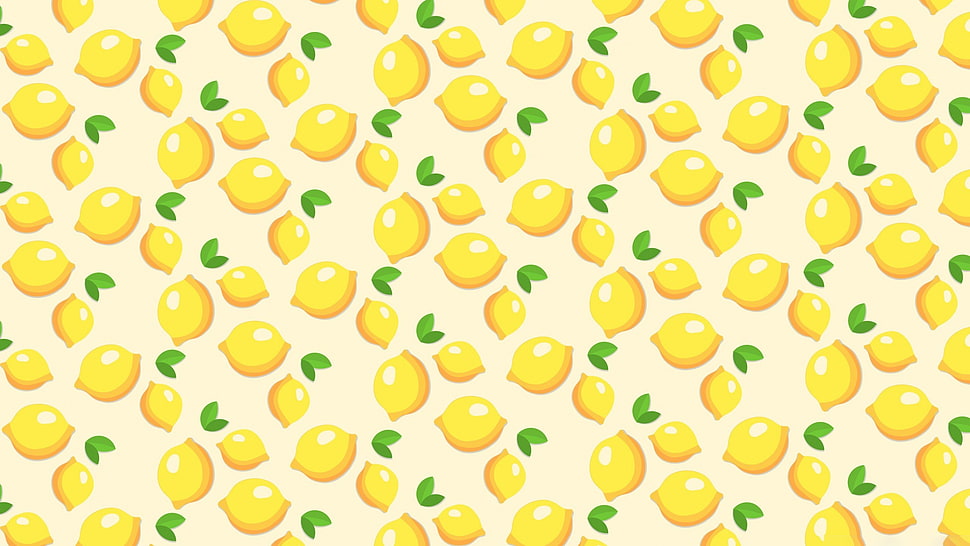 lemon print wallpaper, pattern, lemons, fruit, minimalism HD wallpaper