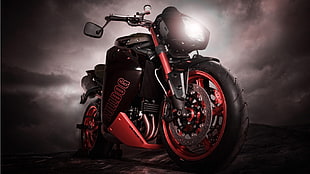 black sport bike, motorcycle, Vilner Custom